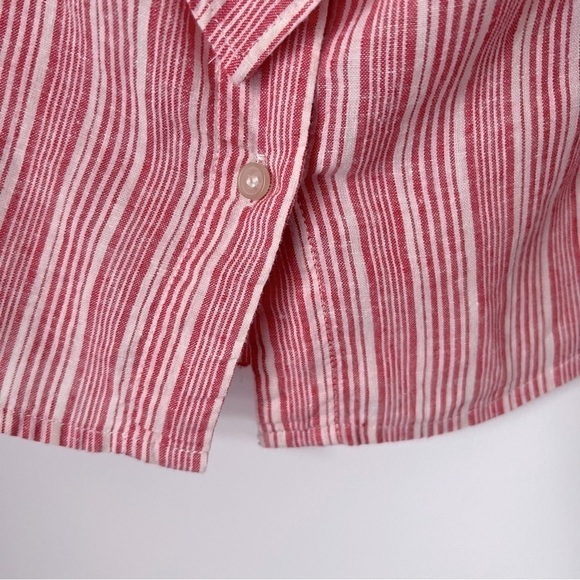 Free People Hello There Beautiful Off Shoulder Red Cream Striped Relaxed Top - Picture 10 of 15